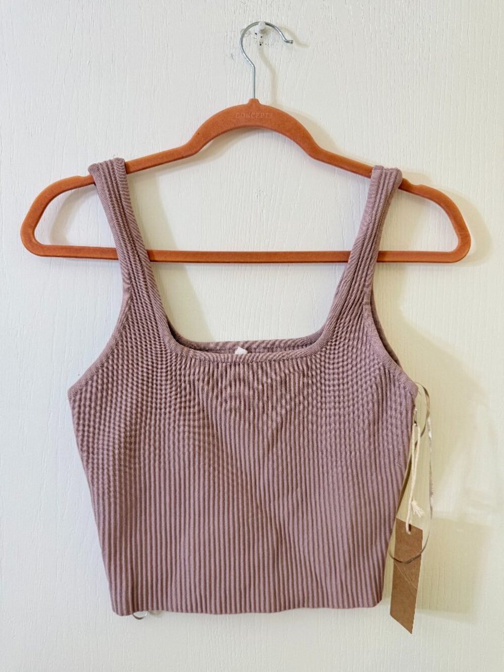Dreamers By Debut Ribbed Knit Crop Tank Mauve Pink Size S